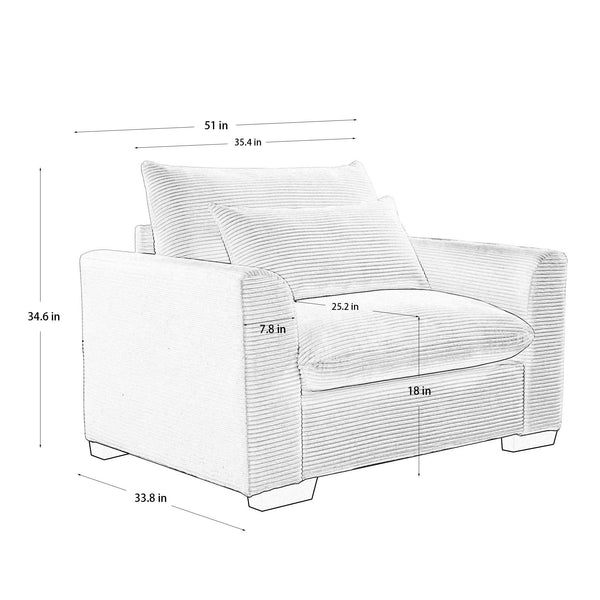 English Elm Green Corduroy Deep Seat Accent Chair – Plush Comfort With Waist Pillow For Stylish Living Spaces W714S00665