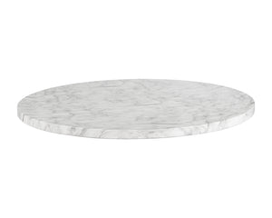 Sunpan Cypher Modern Dining Table Base with Grey Faux Marble Finish for Indoor and Outdoor Spaces Marble Look / White