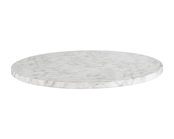 Sunpan Cypher Modern Dining Table Base with Grey Faux Marble Finish for Indoor and Outdoor Spaces Marble Look / White