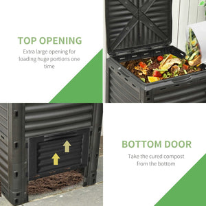 English Elm Outsunny 80 Gallon Outdoor Compost Bin - Easy Assembly, Fast Aeration For Rich, Nutrient-Dense Soil W2225P217239-GIGA