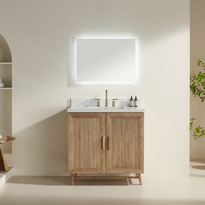 English Elm Fully Assembled 36'' Light Coffee Single Sink Bathroom Vanity With Solid Wood & Engineered Top W1826P343430