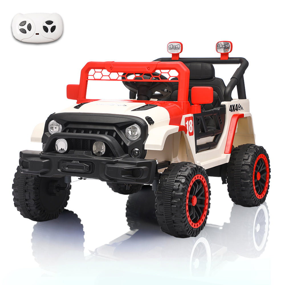 English Elm 12v Ride on Toddler Car with Remote Control Spring Suspension and Off Road 4x4 Drive White+Red W3822P371942