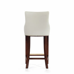 English Elm Shubert Solid Beech Wood Upholstered Barstool with Gold Footplate, Commercial Grade, 29" Seat Height Ivory B365P397931