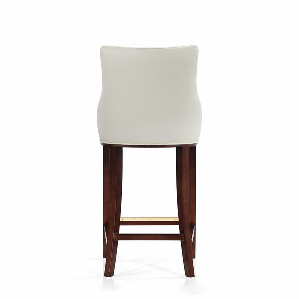 English Elm Shubert Solid Beech Wood Upholstered Barstool with Gold Footplate, Commercial Grade, 29" Seat Height Ivory B365P397931