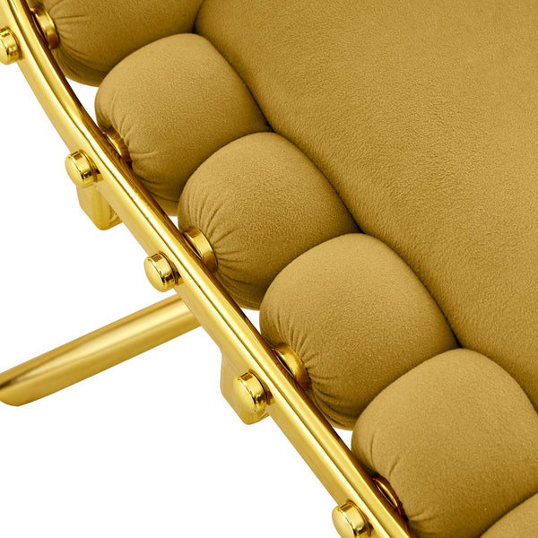English Elm Set of 2 Dutch Velvet Bubble Backrest Dining Chairs with Sculptural Tufted Design Gold,Yellow W3875P370841