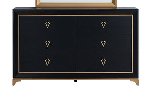 English Elm Kramer Six Drawer Dresser Black Laminate Body with Bold Gold Hardware and Base B078P497918