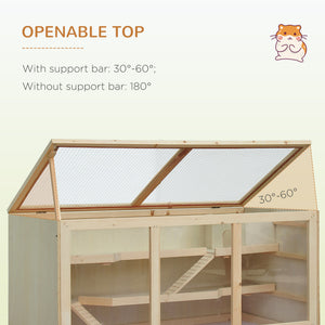 English Elm Pawhut Solid Wood Outdoor Cat House Two Story Shelter with Balcony Asphalt Roof W2225P173815