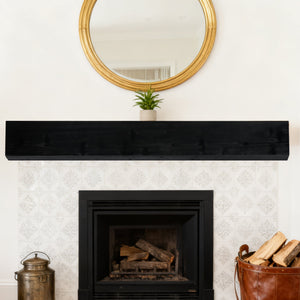English Elm 48'' Solid Fir Wood Floating Mantel Shelf Farmhouse Style for Living Room Walls Black W2640P386614