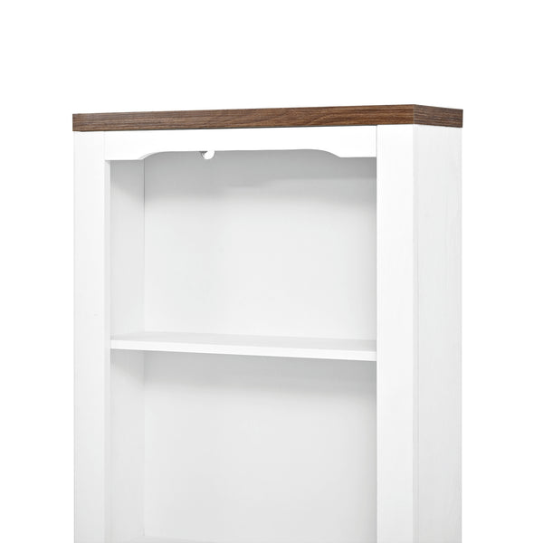 English Elm 3-piece Farmhouse Entertainment Center with Curved Cabinets Walnut Mdf Modular Living Room White N721S000072K