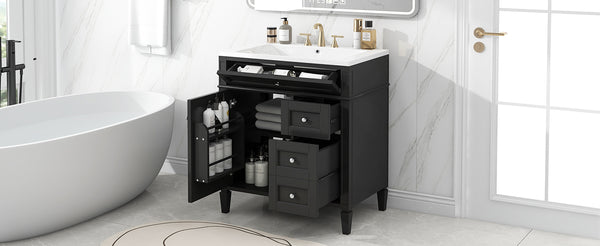 English Elm 30'' Modern Bathroom Vanity With Sink, Stylish Storage Cabinet & Tip-Out Drawer For Organized Elegance SW000122AAB-2