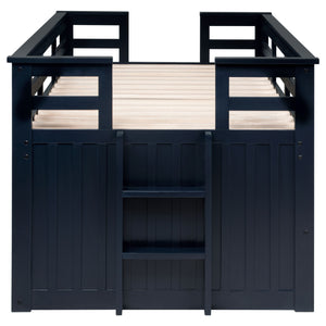 English Elm Starboard Twin Captain Bed with Trundle Storage Drawers and Guardrails for Kids B062S01453