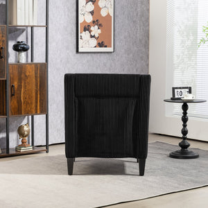 English Elm COOLMORE Modern Accent Chair with Corduroy Upholstery, Solid Wood Frame, Supportive Dual Pillows for Cozy Living Spaces Black W395P195364