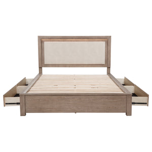English Elm Gibbons Eastern King Storage Bed with Led Headboard and Four Under Bed Drawers B062S01576
