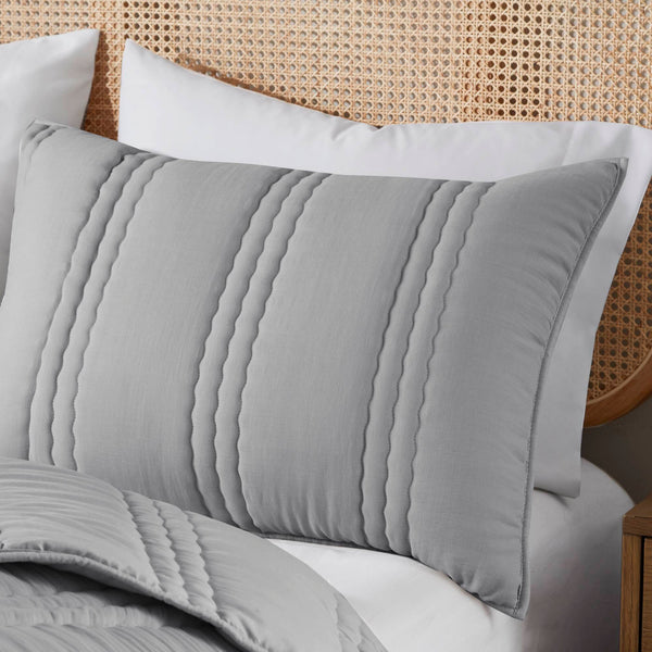 English Elm 3 Pcs King/Cal King Quilt Set - Soft Gray Poly Gauze, Antimicrobial, Lightweight & Easy Care! B035P319904