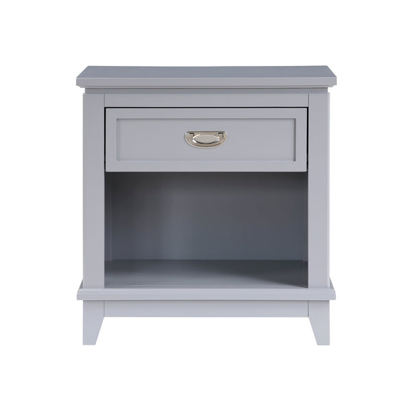 English Elm Gray Nightstand with Drawer & Open Shelf, Dovetail Construction, Nickel Ring Pulls, Ready-to-Use B011P365521