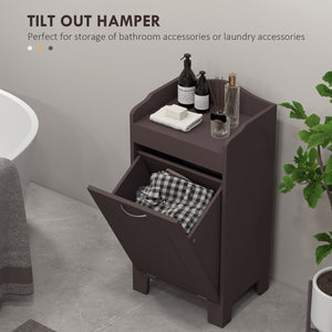 English Elm HOMCOM 31" Tilt-Out Laundry Hamper with Pull-Out Basket, MDF Bathroom Storage Cabinet, Coffee W2225P216992