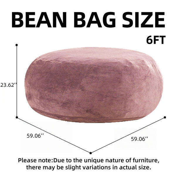 English Elm 6ft Round Memory Foam Bean Bag Lounge Chair with Washable Flannel Cover for Adults Pink W3737P422835