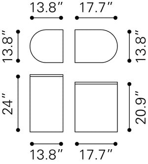 Ormara Side Table Set (2-Piece) White & Black 109919 Zuo Modern