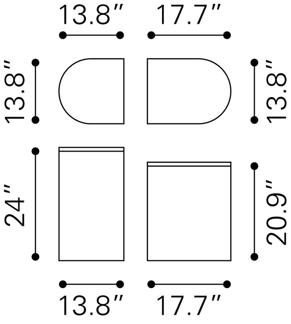 Ormara Side Table Set (2-Piece) White & Black 109919 Zuo Modern