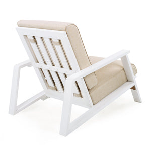English Elm Christopher Knight Home® - Patio Lounge Chair Set Of 2 - Stylish White Acacia Wood Frame & Weather-Resistant Beige Cushions N779P291591W-2