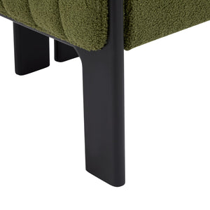 English Elm Dining Chair Set of 4 Olive Boucle Upholstered with Matte Black Rubberwood Legs N779P341494G-2