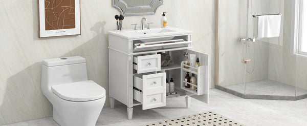 English Elm 30'' Modern Bathroom Vanity With Ceramic Sink, Soft-Close Drawers & Elegant Storage Solutions N710P206904K