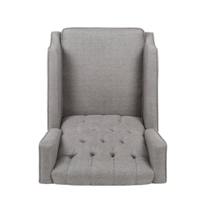 English Elm Christopher Knight Home® - Pushback Mid Century Wingback Recliner Chair with Rivet Trim, Upholstered Fabric Accent Seat for Living Room Grey 63486.00GRY