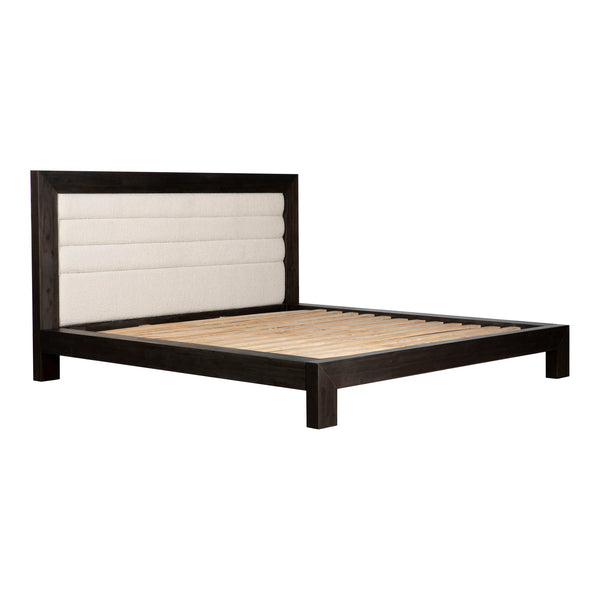 English Elm Ashcroft Channel Tufted Upholstered King Bed Tall Headboard Acacia Wood Accent Frame B2769S00016