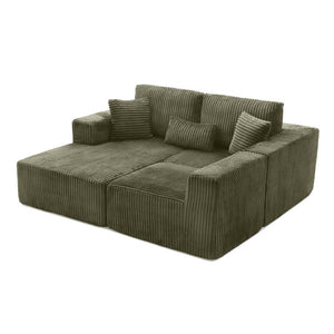 English Elm 109'' Modular Cloud Sectional Corduroy L-shape Deep Seat Sofa for Living Room W1117S00308