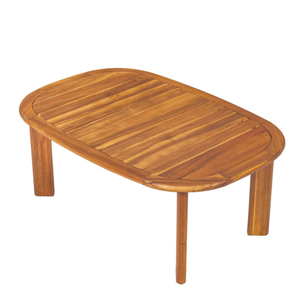 English Elm Patio Loveseat and Coffee Table Set Acacia Wood Textilene Mesh Outdoor Bistro N776P369381W