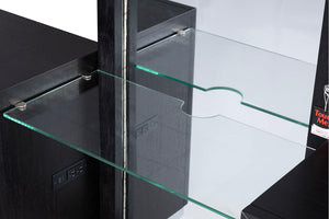 English Elm Contemporary Glam Vanity with Rhinestone Trim and Tempered Glass Top, High Gloss Finish, Illuminated Appeal Black 37 L x 24 W x 34 H B2741S00673