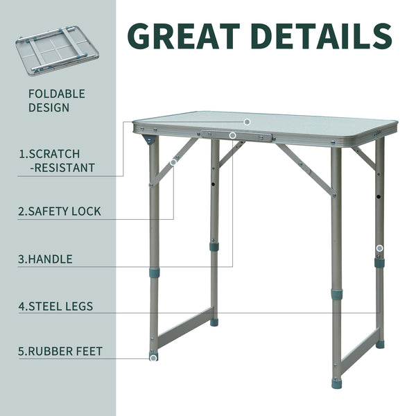 English Elm Portable Folding Camp Table Lightweight Aluminum Frame Mdf Top Two Height Settings T3971P383356