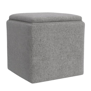English Elm Soa Square Woven Fabric Storage Ottoman with Lift Off Tray Top for Living Rooms Gray B056P412624