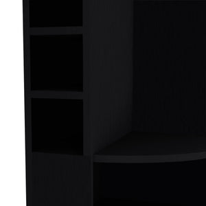 English Elm Fm Furniture Clifton Tall Corner Bar Cabinet with Wine Rack Stemware Hanger Warm Finish B128S00064