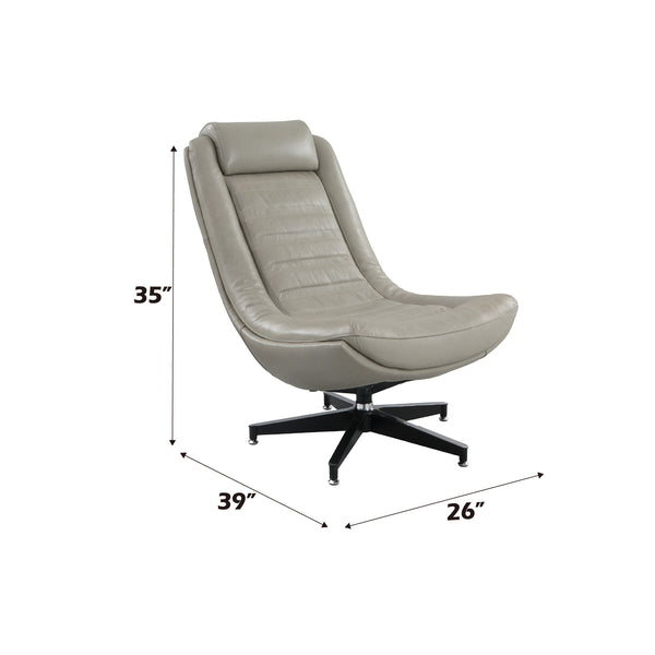 English Elm Piran Twilight top grain leather swivel chair with armless curved back for modern ergonomic comfort Gray 41.8 L x 28.6 W x 40.6 H B2726P242452