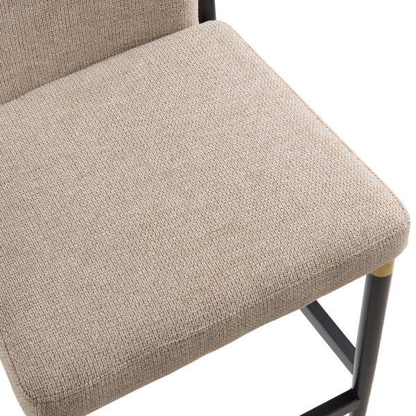 English Elm Modern Armless Counter Stools Set of 2 Upholstered Iron Frame with Gold Accents Black+Brown N771P345828H