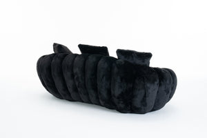 English Elm Floral-shaped Faux Fur Two Seater Sofa Sculptural Petal Design for Cozy Living Rooms Black W2012P399203