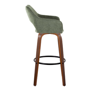 English Elm 30" Swivel Barstools Set of 2 Walnut Bentwood Sage Green Upholstered Kitchen Bar B202S00630