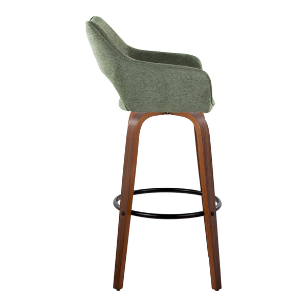 English Elm 30" Swivel Barstools Set of 2 Walnut Bentwood Sage Green Upholstered Kitchen Bar B202S00630
