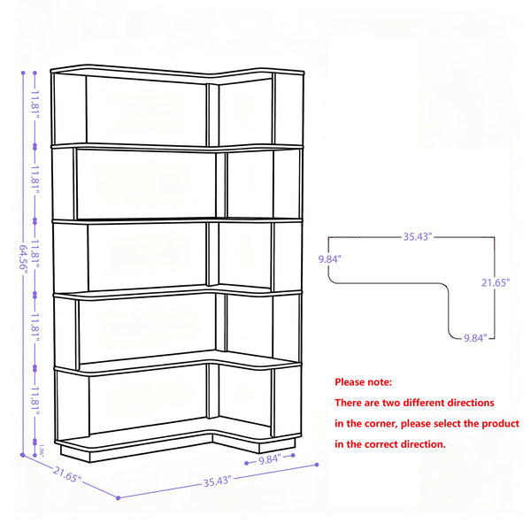 English Elm 90 Cm Modular Corner Bookcase Set Two Units White Oak Finish Home Office Display W2899S00013