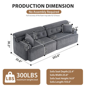 English Elm LY-029 Modular Gray Compression Sofa — 4-Seater L-Shaped Chenille, High-Density Foam, Elegant Comfort W2231S00021