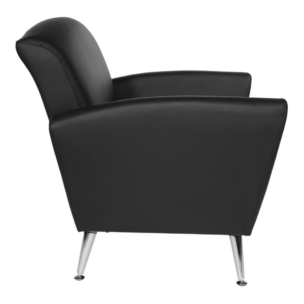 OSP Home Furnishings Club Chair with Antimicrobial Dillon Fabric and Chrome Legs for Modern Office Lounges Black SL50551-R107