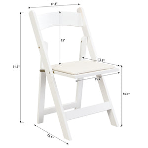 English Elm Upholstered solid wood folding chair with plush PU cushion, space-saving portable seating for events/home gatherings Beige+White W495P193649