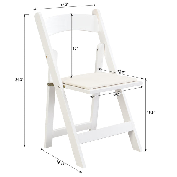 English Elm Upholstered solid wood folding chair with plush PU cushion, space-saving portable seating for events/home gatherings Beige+White W495P193649