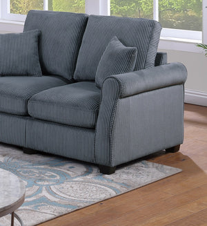 English Elm Classic Sofa Loveseat Set Corduroy 2pc Living Room Ensemble with Plush Cushions, Modern Arms Dark Gray 36 L x 25 W x 28 H B011S01300