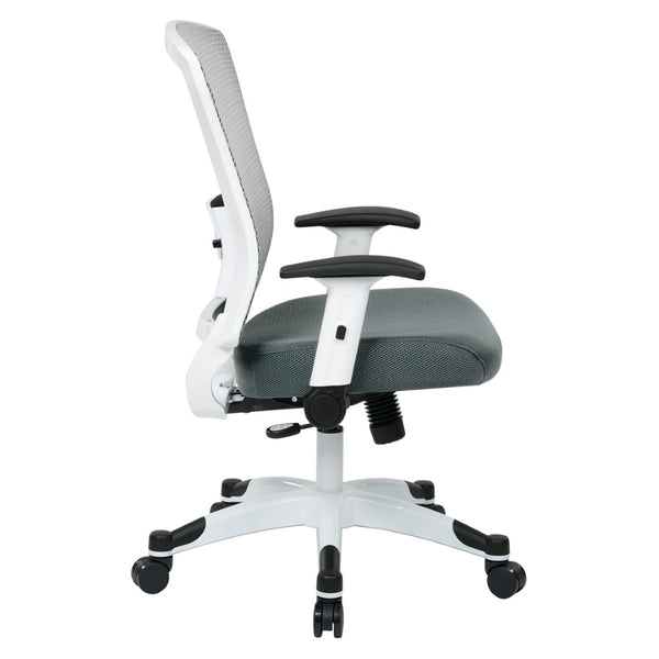 OSP Home Furnishings White Mesh Ergonomic Manager Office Chair with Lumbar Support and Synchro Tilt Control Grey 317W-W1C1F2W-2M