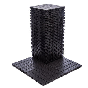 English Elm 68-pack Interlocking Plastic Deck Tiles Wood Grain Waterproof Outdoor Patio Floor Set W1578P454036