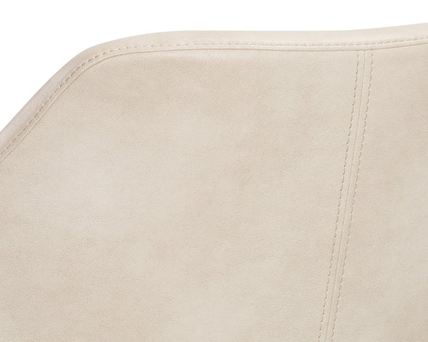 Sunpan Kace Mid-Century Counter Stool with Solid Rubberwood Legs and Stylish Brass Stainless Steel Stretchers Bravo Cream