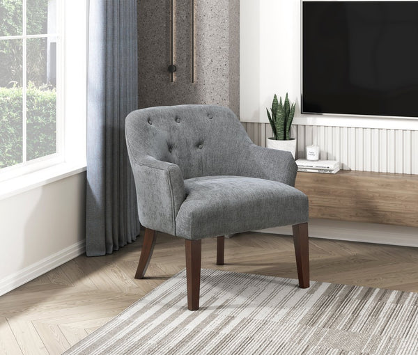 English Elm Modern Tufted Back Accent Chair with Espresso Wood Legs, Foam Seat Comfort, Stylish Living Room Seating Charcoal 26.5 L x 29 W x 22 H B011P305065