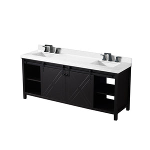 English Elm Brown Double Bath Vanity With Cultured Marble Countertop & Faucet Set - Stylish Storage Solution! B2731P260155